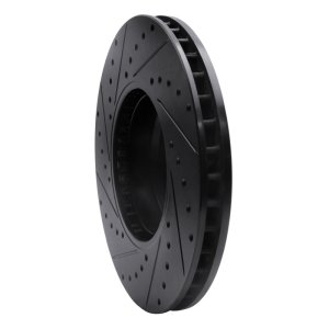 BMW 750IL Brake Rotor (1) - Front Right - R1 Concepts - Drilled & Slotted - Black - `95-`01